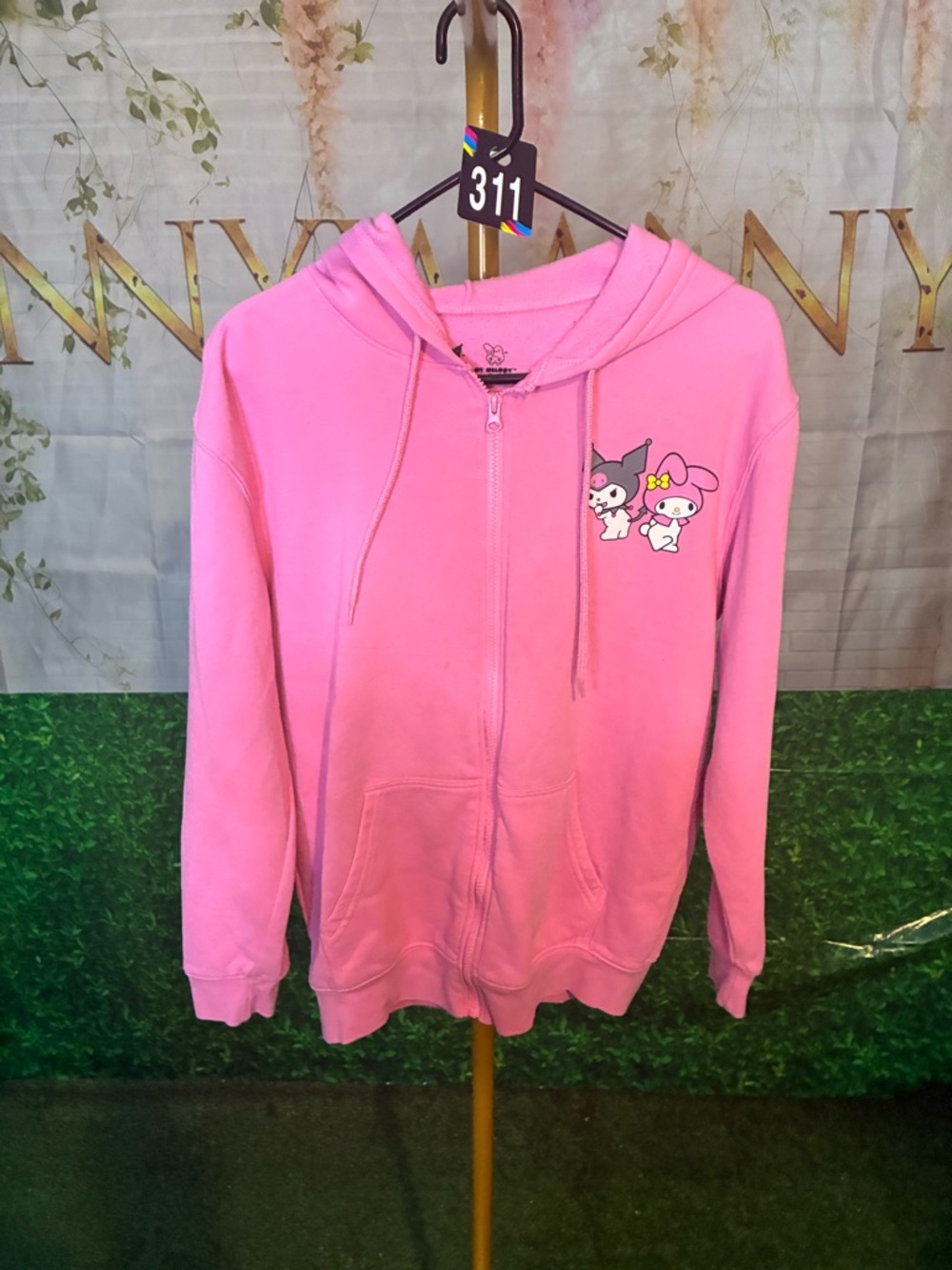 Sanrio Pink My Melody & Kuromi Zip Hoodie sz S